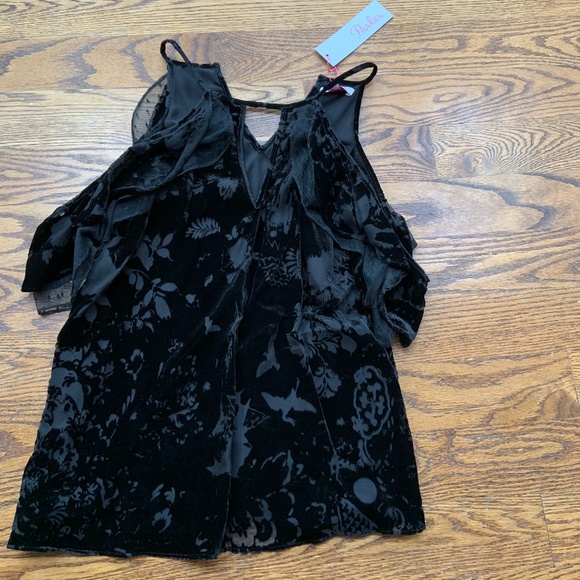Parker Chelo Cold Shoulder Black Velvet Blouse - Picture 4 of 5